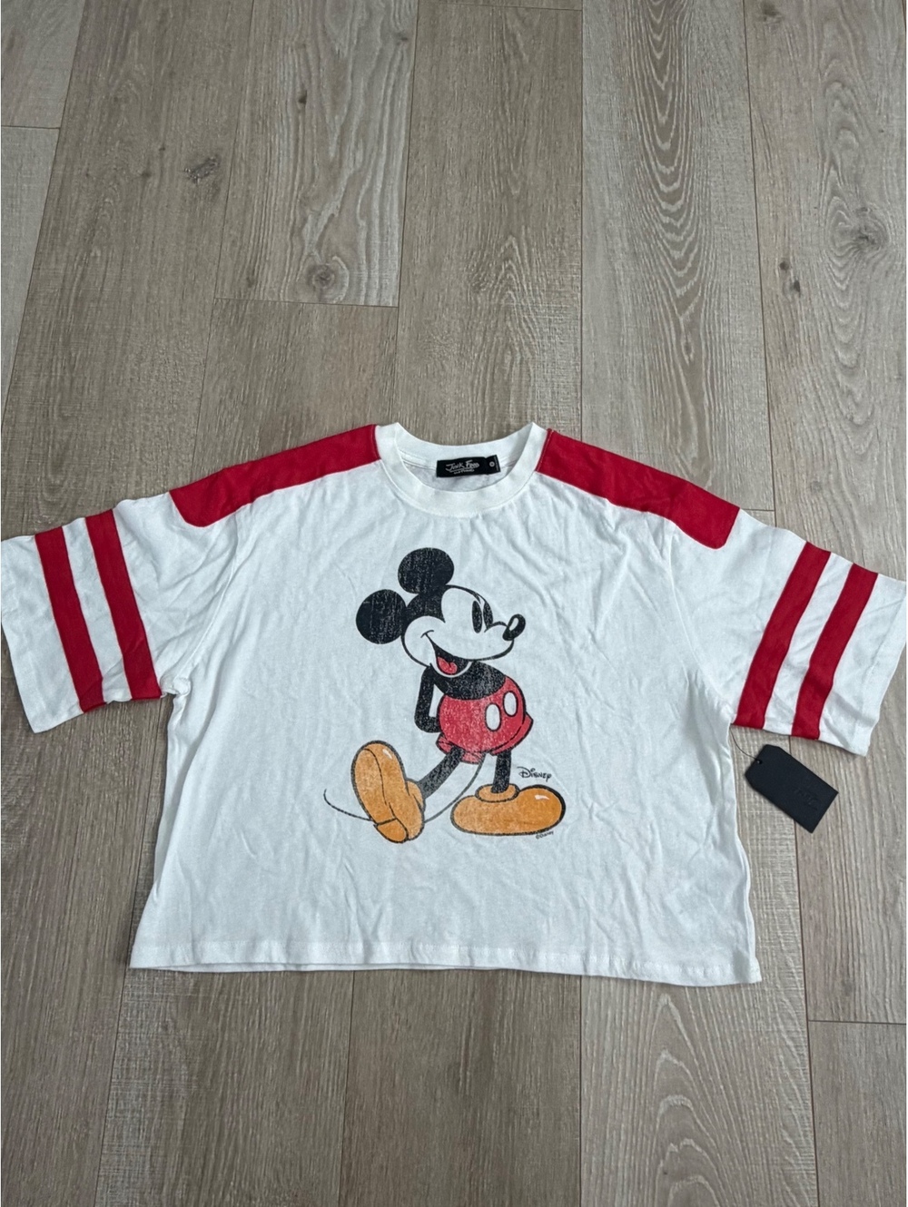 Junk Food Mickey Mouse white and red cropped T-shirt
